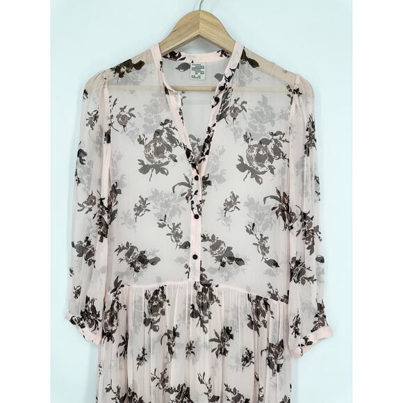 Baum Und Pferdgarten Aia Printed Shirt Dress Floral Puff Sleeve Tiered Maxi - Picture 7 of 16